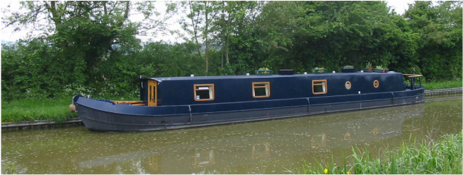 Snow Mountain, a 57 foot narrowboat travelling the English Canals.